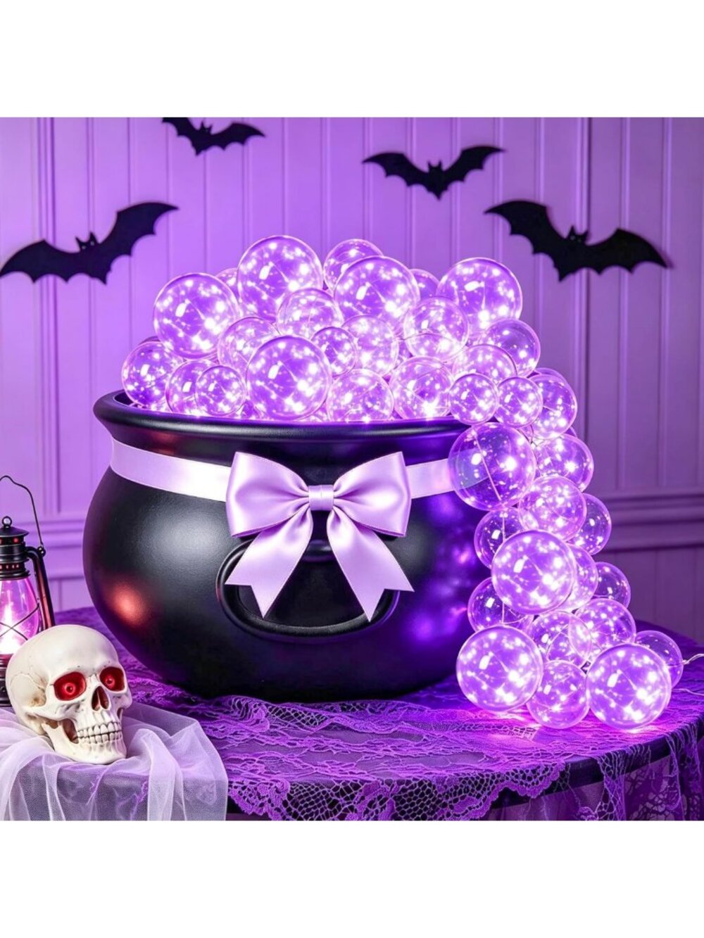 Bubbling Halloween Cauldron Set with Lights & Balls - Spooky Party Decor